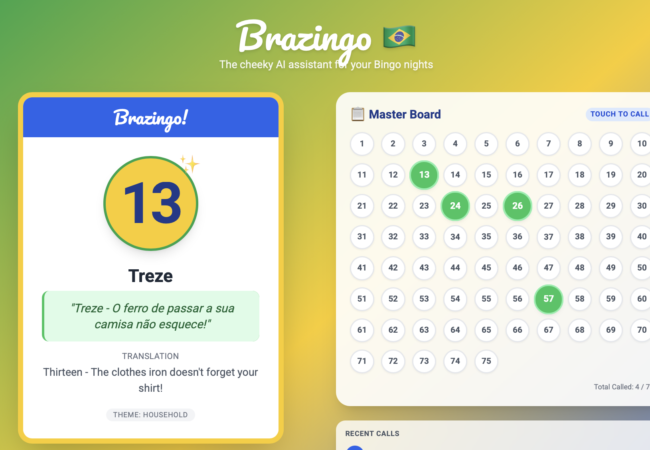Brazingo! Cheeky AI assistant for Brazilian Bingo nights